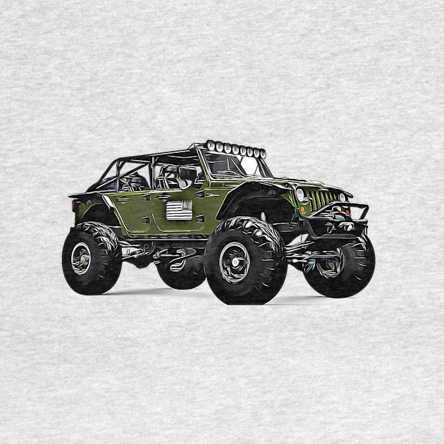 Wrangler Truck Cartoon by Auto-Prints